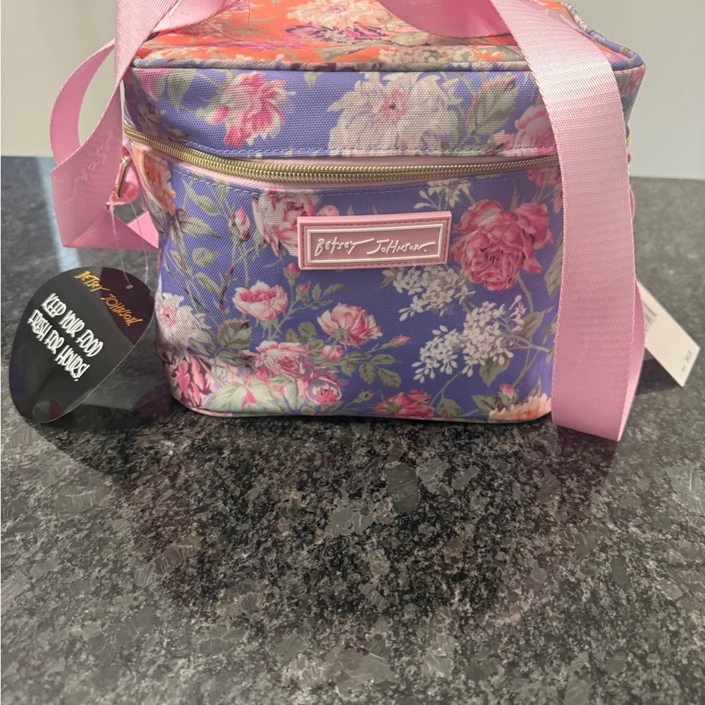 Betsey Johnson Purple Floral lunchbox cooler